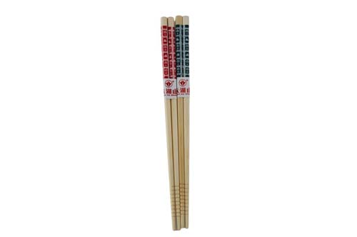 Lot de 2 paires de baguettes en bois clair motifs traditionnels Lot de 2 paires de baguettes en bois clair motifs traditionnels