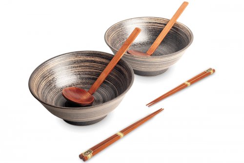 Ensemble dégustation ramen pour deux personnes Uzu brun - 6 pièces Ensemble dégustation ramen pour deux personnes Uzu brun - 6 pièces