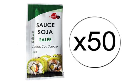 50 dosettes de sauce soja salée Miharu 10ml 50 dosettes de sauce soja salée Miharu 10ml